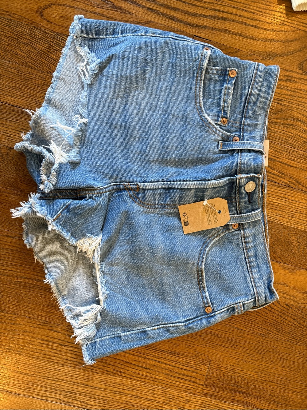 Levi's Light Blue Distressed Denim Cutoff Shorts